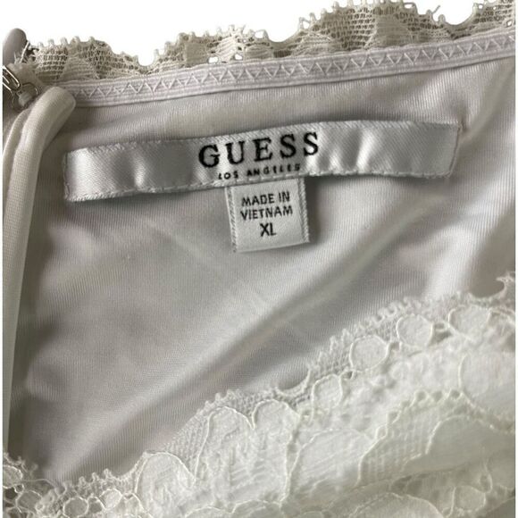 Guess Marcy Off-the-Shoulder Ivory Lace Dress SIZE XL - RUNS SMALL - Picture 5 of 7